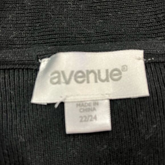 Avenue Black Stripe Open Front Stripe Cardigan Sweater sz 22/24 EUC - Picture 3 of 4